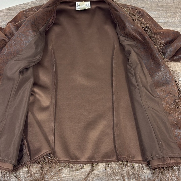 Joseph Ribkoff FABULOUS FRINGE Faux Leather Beaded Fringe Trimmed Jacket Size 14 - Picture 8 of 12